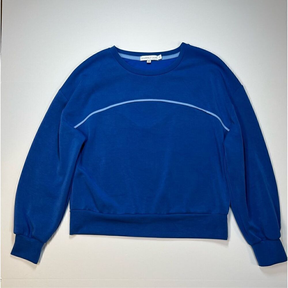 Revolve Simply Jules RelaxedFit Crewneck Sweatshirt Blue AthleticSoft Size Large